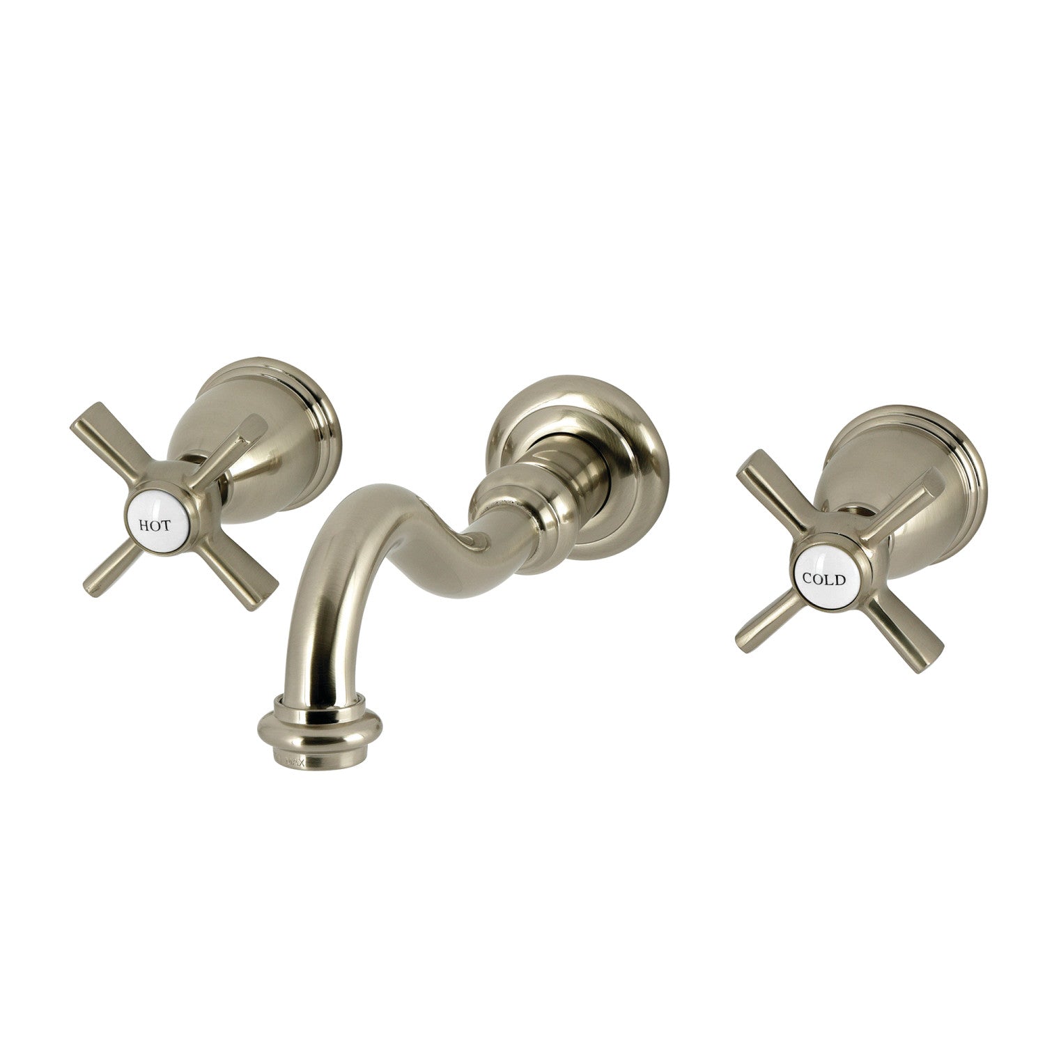 Kingston Heirloom KS3128ZX - Millennium Double-Handle 3-Hole Wall Mount Bathroom Faucet, Brushed Nickel — image 1
